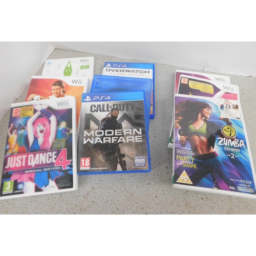 612 - 6x Wii games incl. Zumba fitness and 3x PS4 games incl. Call of Duty