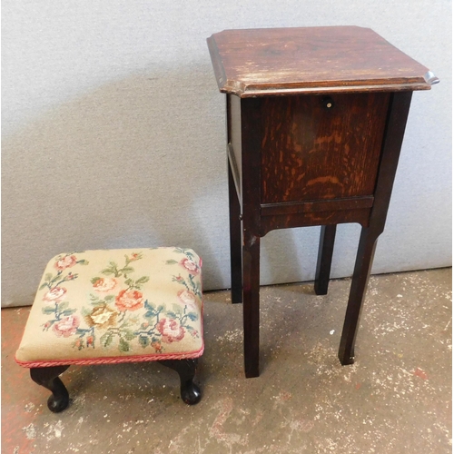 654 - Vintage tapestry stool and occasional table