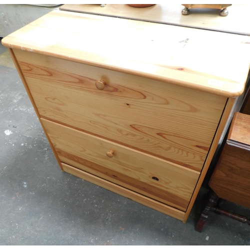 657 - Pine two drawer shoe cabinet