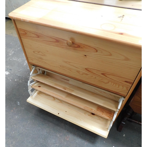 657 - Pine two drawer shoe cabinet