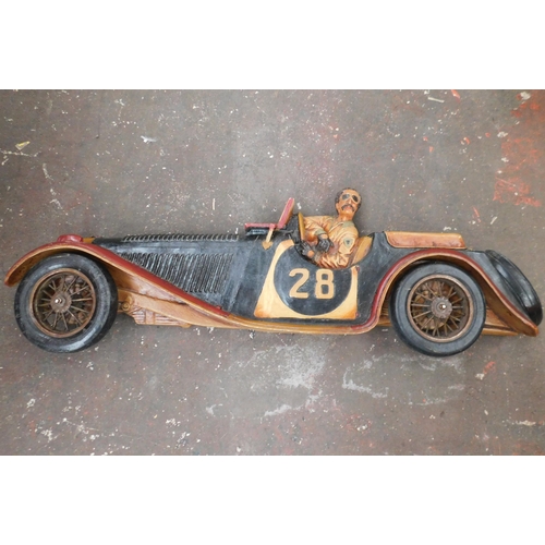 688 - Vintage car, wooden style wall hanging art