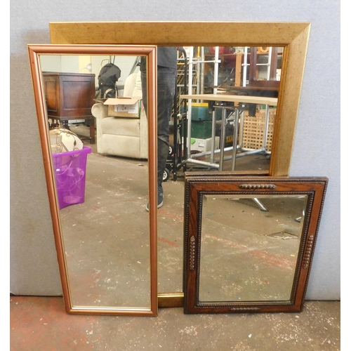 694 - Selection of three assorted mirrors incl. vintage oak framed mirror