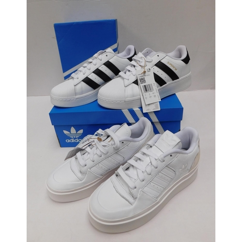 699 - Two pairs of Adidas Super Star and Forum Bonego - UK sizes 4 and 6