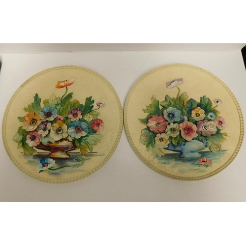 11 - Two - Barbola style/Anemone flower wall plaques - signed M. Bond - approx. 12