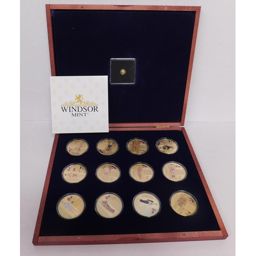 111 - Windsor Mint - gold plated/military themed coins - cased