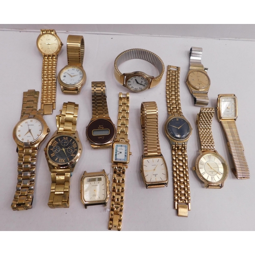 114 - Gold tone/gentlemen's wristwatches - including Casio/Timex/Pulsar & Lorus