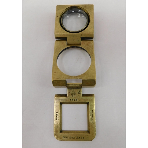 138 - Antique - folding brass/linen thread counter - magnifying glass