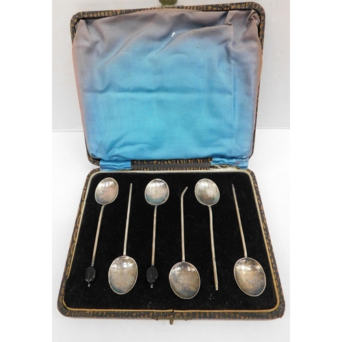 146 - Coffee bean - silver spoons/cased