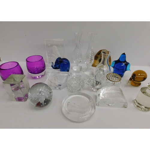 157 - Glassware including - paperweights & tea light holders