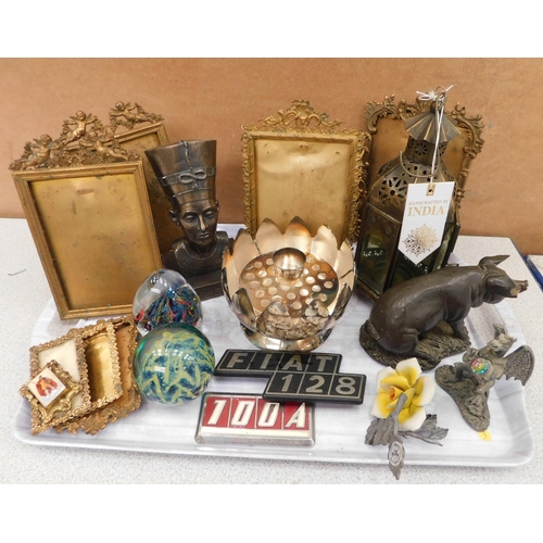 195 - Mixed items - including frames & car badges