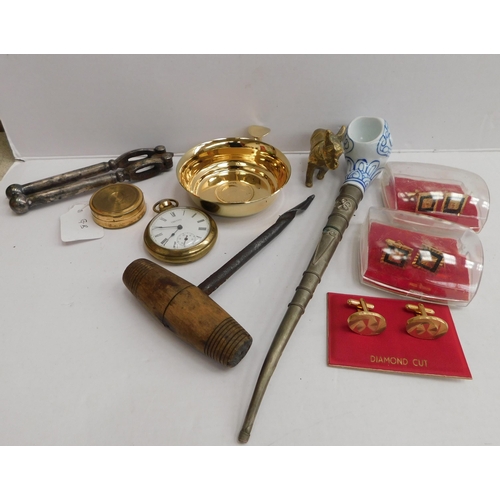 23 - Antique & vintage items - including/Smiths pocket watch & nut crackers