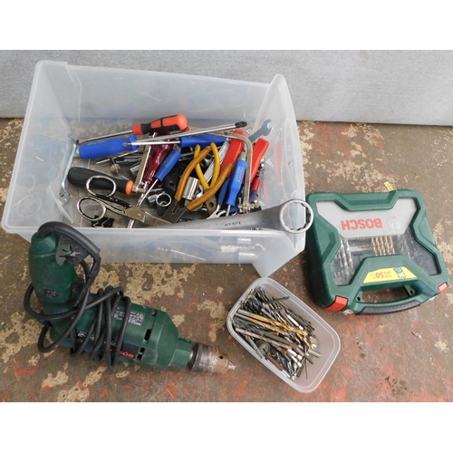 504 - Box of tools plus Black & Decker drill W/O incl. socket and drills