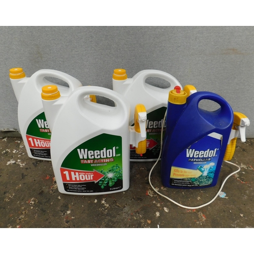 509 - 3x large bottles of Weedol fast acting weed killer - 5L each, plus 3L Path-Clear