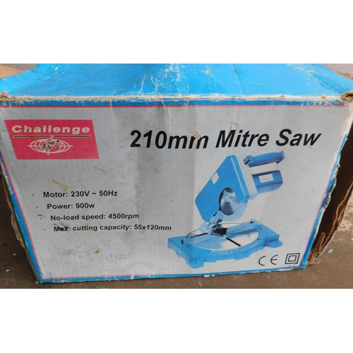 527 - Challenge 210mm mitre saw - boxed, W/O