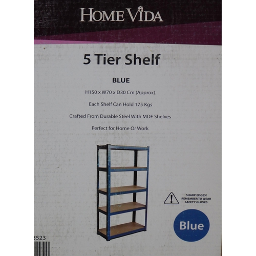 564 - Home Vida 5 tier blue shelving - unopened