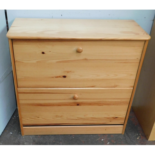 571 - Pine two drawer shoe cabinet