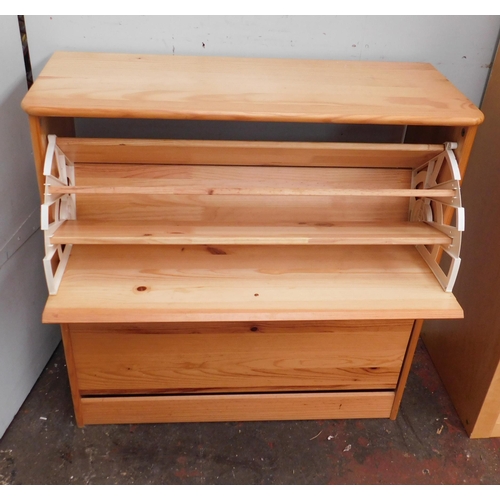 571 - Pine two drawer shoe cabinet