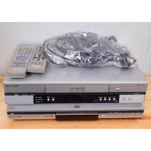588 - Panasonic VHS and DVD players W/O with remotes