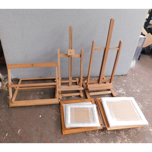 617 - 2x Artists easels and one other plus selection of picture frames