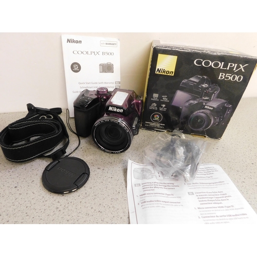 646 - Coolpix B500 Nikon camera with box and instructions - not W/O for repairs