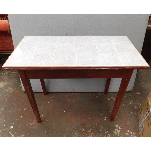 654 - Tile topped table with drawer