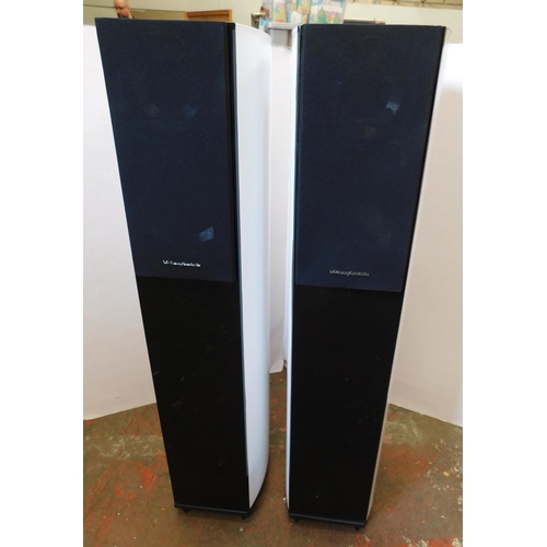 658 - Pair of Wharfedale speakers - white finish wrapped