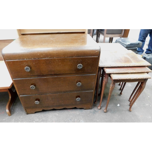 661A - Vintage three drawer unit and nest of tables