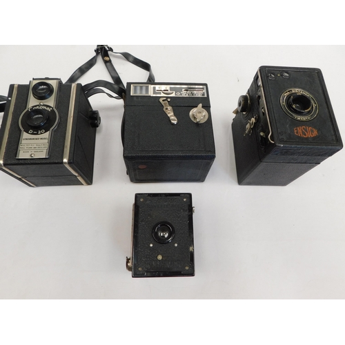 689 - Four box cameras incl. Hawkeye Ace, Ensign and Coronet D20