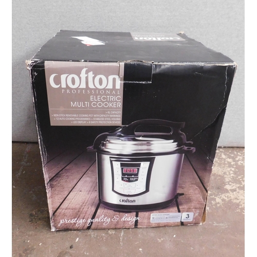 696 - Crofton boxed electric multi-cooker W/O