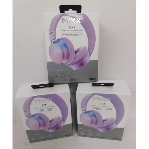 714 - 3x Mixx wired on-ear headphones (brand new)