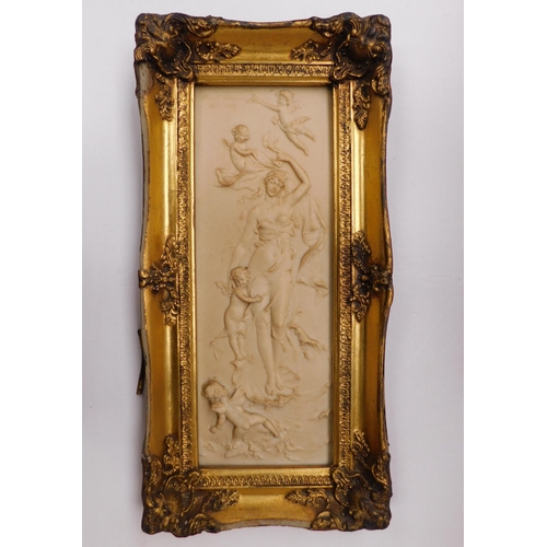 151 - Contemporary - antique style/gilt framed - classical relief plaque - approx. 14