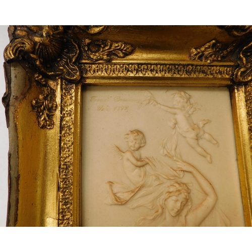 151 - Contemporary - antique style/gilt framed - classical relief plaque - approx. 14