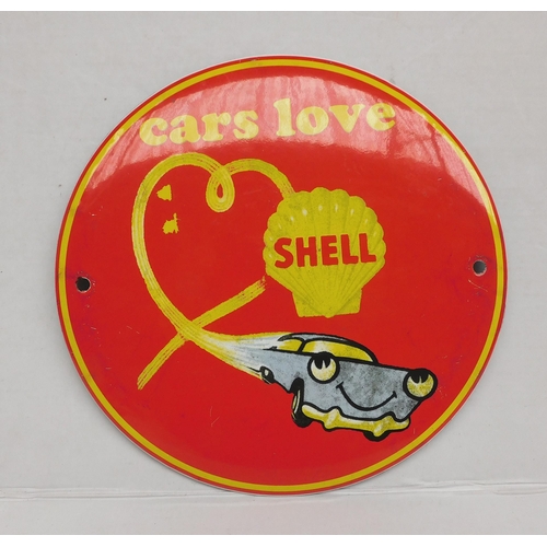 161 - Metal & enamel sign - Cars love shell