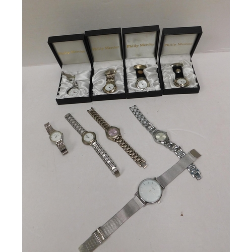 217 - Silver tone/wristwatches - & four/fob watches