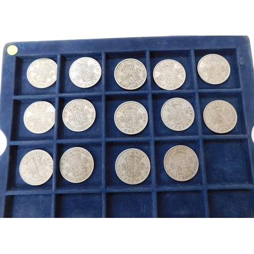 219 - Fourteen - George VI era/silver Half Crown coins