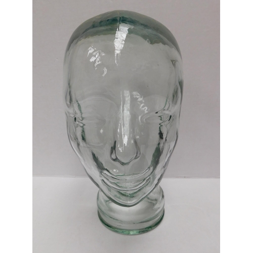 25 - Glass - Milliners/shop display head - approx. 13