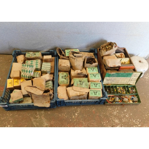 504 - Two trays of vintage boxed screws etc.