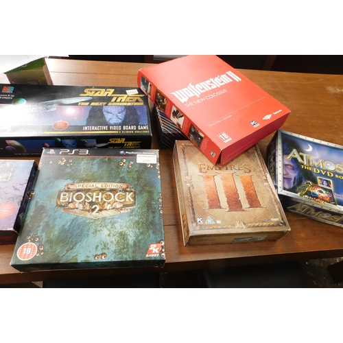 528A - Six boxed video games and one other incl. Bioshock 2 (PS3), Star Trek, Wolfenstein II and Age of Emp... 