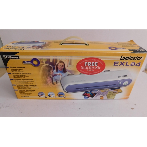 556 - Boxed EXL A4 laminator and furniture transport set