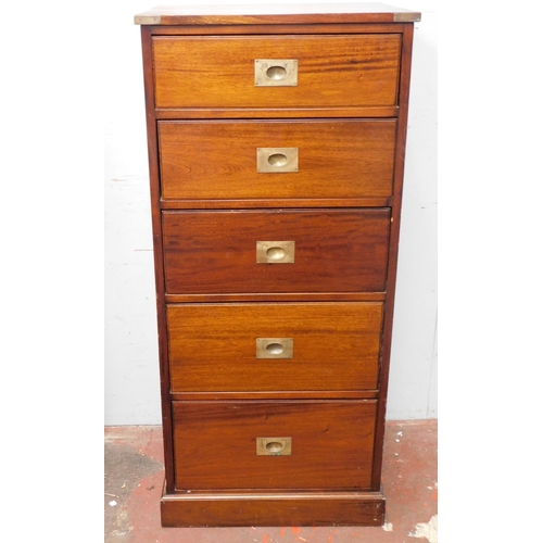 591A - Tall six drawer unit with brass recessed handles