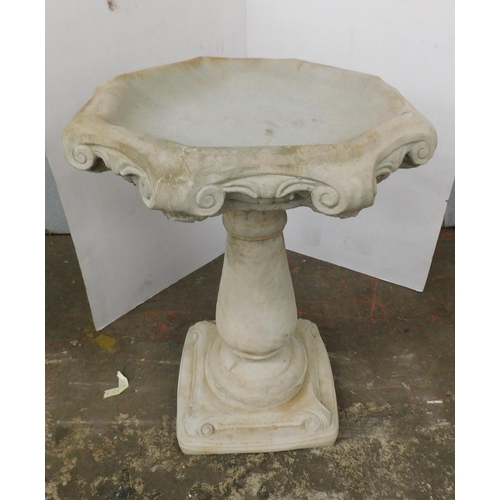 598B - Stone octagonal bird bath on base