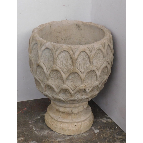 600B - Stone pineapple planter on base