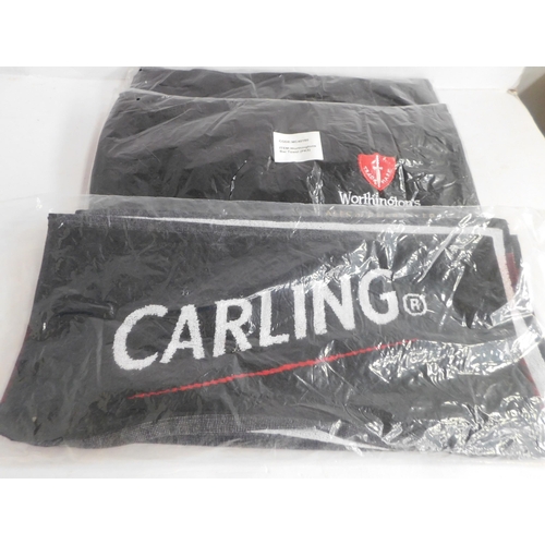 606 - Three bags (14 in total) of new bar towels - Carling and Worthington's