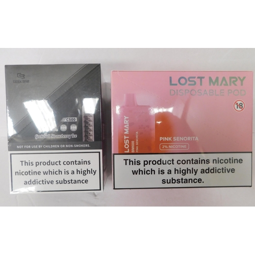 753 - Brand new and sealed C500 - Geekbull Straberry Ice and brand new and sealed Lost Mary vapes - Pink S... 