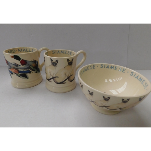 212 - Emma Bridgewater - Mallards & Siamese cat - mugs & bowl
