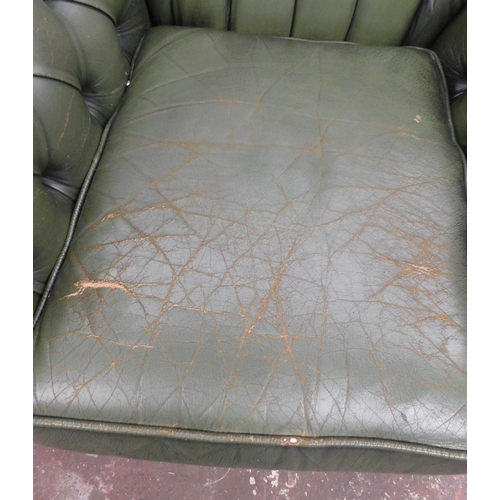 548 - Pair of green Chesterfield armchairs