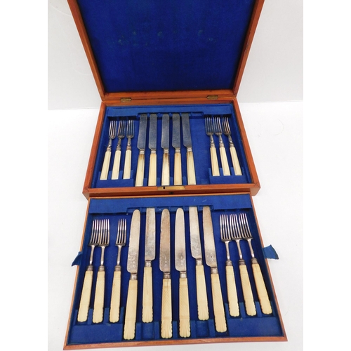 1 - Antique Victorian/canteen of cutlery - dated 1887/presented by Bingley Parish church