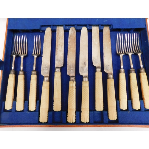 1 - Antique Victorian/canteen of cutlery - dated 1887/presented by Bingley Parish church