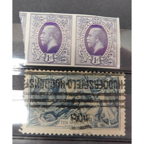 109 - George V era - stamps on stock card - including Ten Shilling Seahorse