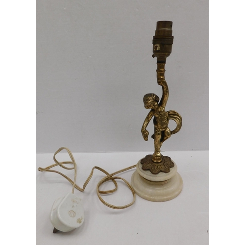 16 - Vintage brass/figural - table lamp W/O - approx. 12